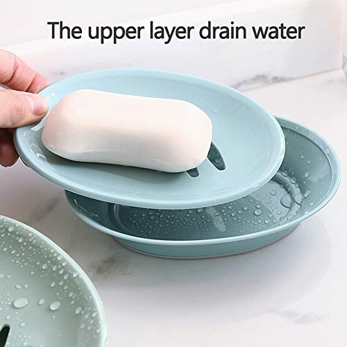 WYOK 2-Pack Soap Dish with Drain Soap Holder Easy Cleaning Soap Saver Dry Stop Mushy Soap Tray for Shower Bathroom Kitchen(White)