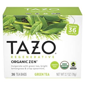 TAZO Tea Bags, Green Tea, Regenerative Organic Zen Tea, 36 Tea Bags (Pack of 4)