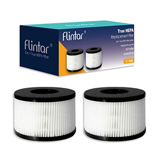 Flintar BS-03 H13 True HEPA Replacement Filter, Compatible with PARTU and SLEVOO BS-03 HEPA Air Purifier, 2-Pack