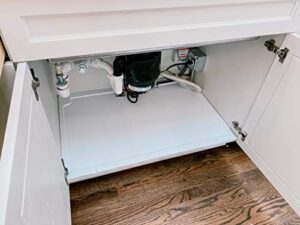 vance trimmable under sink tray for 36 in. base cabinet | protects cabinets from leaks and spills | adjustable spill guard for kitchen and bathroom sinks