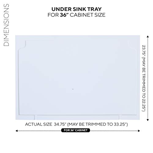 VANCE Trimmable Under Sink Tray for 36 in. Base Cabinet | Protects Cabinets from Leaks and Spills | Adjustable Spill Guard for Kitchen and Bathroom Sinks
