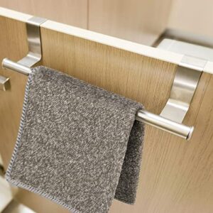 Qflushor Over The Door Towel Rack, Kitchen Over Door Towel Holder, Over Cabinet Towel Bar, Stainless Steel Over Door Hanger, Brushed, 2 Pack