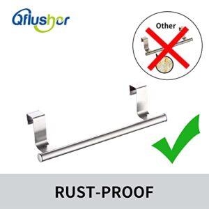 Qflushor Over The Door Towel Rack, Kitchen Over Door Towel Holder, Over Cabinet Towel Bar, Stainless Steel Over Door Hanger, Brushed, 2 Pack