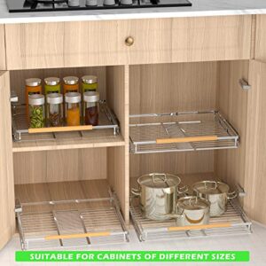 SOFRON Pull Out Drawer Cabinet Organizers, Expandable Heavy Duty Slide Out Storage Shelf for Home Kitchen Pantry Cupboard Pots Pans, Adjustable Width from 16.3" to 26.3", Stainless Steel 1 Pack