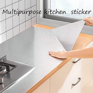 Hailongbay 15.7X196.9 inch Kitchen Oil-Proof Waterproof Stickers, Self Adhesive Kitchen Backsplash Wallpaper Sticker Heat Resistant Aluminum Foil Wall Sticker for Countertop Drawer Liner Shelf Liner, 3D Cube