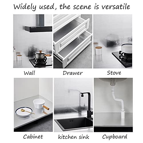 Hailongbay 15.7X196.9 inch Kitchen Oil-Proof Waterproof Stickers, Self Adhesive Kitchen Backsplash Wallpaper Sticker Heat Resistant Aluminum Foil Wall Sticker for Countertop Drawer Liner Shelf Liner, 3D Cube