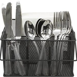 Sorbus® Utensil Caddy — Silverware, Napkin Holder, and Condiment Organizer — Multi-Purpose Steel Mesh Caddy—Ideal for Kitchen, Dining, Entertaining, Tailgating, Picnics, and Much More (Black)