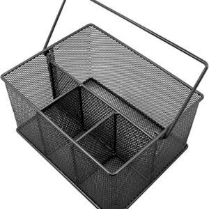 Sorbus® Utensil Caddy — Silverware, Napkin Holder, and Condiment Organizer — Multi-Purpose Steel Mesh Caddy—Ideal for Kitchen, Dining, Entertaining, Tailgating, Picnics, and Much More (Black)