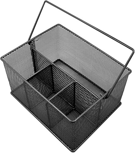 Sorbus® Utensil Caddy — Silverware, Napkin Holder, and Condiment Organizer — Multi-Purpose Steel Mesh Caddy—Ideal for Kitchen, Dining, Entertaining, Tailgating, Picnics, and Much More (Black)