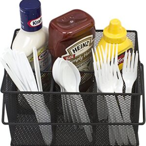 Sorbus® Utensil Caddy — Silverware, Napkin Holder, and Condiment Organizer — Multi-Purpose Steel Mesh Caddy—Ideal for Kitchen, Dining, Entertaining, Tailgating, Picnics, and Much More (Black)