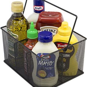 Sorbus® Utensil Caddy — Silverware, Napkin Holder, and Condiment Organizer — Multi-Purpose Steel Mesh Caddy—Ideal for Kitchen, Dining, Entertaining, Tailgating, Picnics, and Much More (Black)