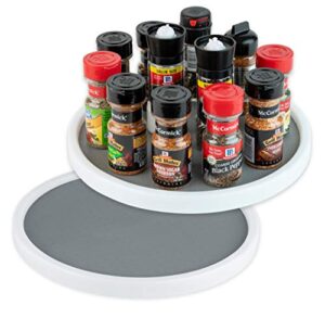 homeries lazy susan turntable (12 inches) – single round rotating kitchen spice organizer for cabinets, pantry, bathroom, refrigerator – non-skid surface & rimmed edge 2 pack