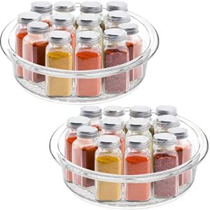 YOPAY 2 Pack Plastic Lazy Susan Turntable Food Storage Container, 10 Inch Clear Rotating Turntable Organizer for Spices, Condiments, Cosmetics, Nail Polish, Shaving Kit, Hair Spray, Cabinet