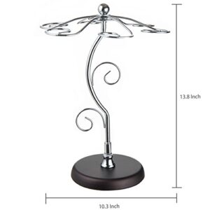 MyGift 6-Hook Artistic Elegant Freestanding Silver Tone Metal Countertop Wine Glass Stand/Stemware Rack/Air Drying Tree Display