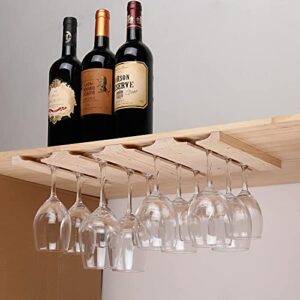 fdjamy Wine glass holder-a wooden wine glass rack and goblet storage rack installed under the cabinet or countertop (Natural color)