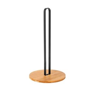 tieyipin paper towel holder, countertop roll stand with anti-skid wooden bamboo base for kitchen, cabinet, table