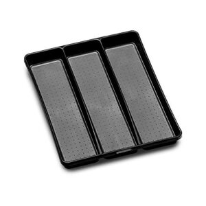 madesmart utensil tray-carbon collection 3 compartments, soft-grip lining & non-slip feet & bpa-free, large