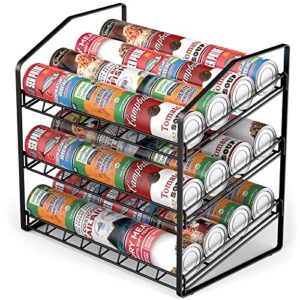 canyave can orgaziner for pantry, can organizer can storage dispenser rack for pantry, cabinet, kitchen 3-tier (black)