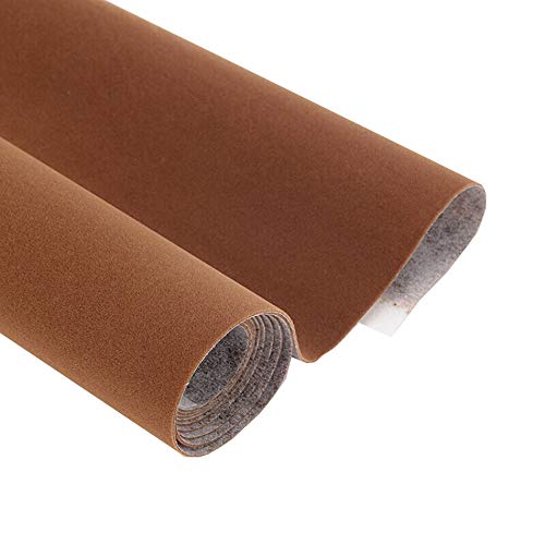 Taogift Self Adhesive Brown Velvet Flock Drawer Liner for Dresser Cabinets Jewlery Displays Backsplash Arts Crafts Decor (Brown, 17.7x98 Inches)