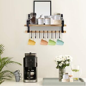 Coffee Mug Holder, Wall Mount Coffee Mug Rack, Coffee Cup Organizer with 8 Hooks and Storage Shelf, Storage Hooks for Coffee Bar Decor Organizer, Hanging Cup Drying Hook, Kitchen Paper Towel Holder