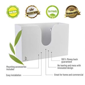 Bamboo Paper Towel Dispenser, Paper Towel Holder for Kitchen Bathroom Toilet of Home and Commercial, Wall Mount or Countertop for Multifold, C Fold, Z fold, Trifold Hand Towels (White)