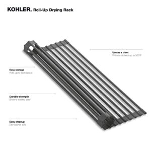 Kohler 28929-CHR Roll, Sink Kitchen Mat, Foldable Dish Drying Rack, Charcoal