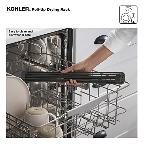 Kohler 28929-CHR Roll, Sink Kitchen Mat, Foldable Dish Drying Rack, Charcoal