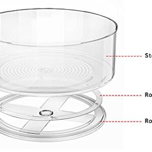 G.a HOMEFAVOR 2 Pack Lazy Susan 9" Clear Plastic Turntable Organizer Rotating Spice Rack Kitchen Storage Cosmetic Makeup Organizers for Pantry, Countertop, Fridge, Shelf, Vanity, Bathroom