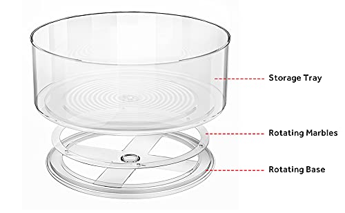 G.a HOMEFAVOR 2 Pack Lazy Susan 9" Clear Plastic Turntable Organizer Rotating Spice Rack Kitchen Storage Cosmetic Makeup Organizers for Pantry, Countertop, Fridge, Shelf, Vanity, Bathroom