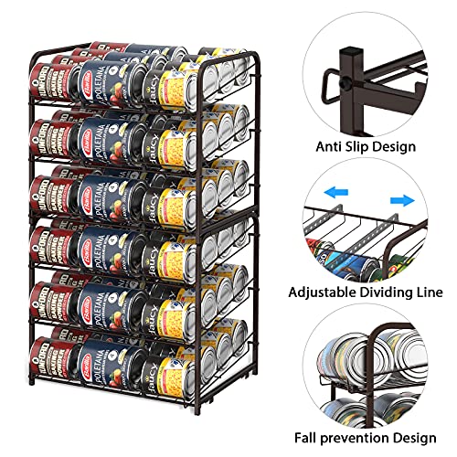 HAITRAL 2 Pack Can Rack Organizer, 3 Tier Stackable Can Storage Dispenser Holder, for Food Storage, Countertops or Kitchen Cabinets, Storage for 36 Cans (Each), Bronze