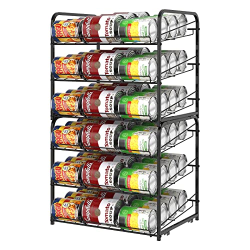 Vrisa Stackable Can Rack Organizer 2 Pack Can Dispenser for Food Storage Can Organizer for Kitchen Pantry Cabinet Hold up to 72 Cans Black