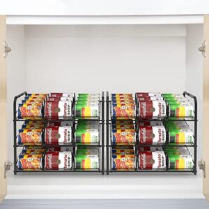 Vrisa Stackable Can Rack Organizer 2 Pack Can Dispenser for Food Storage Can Organizer for Kitchen Pantry Cabinet Hold up to 72 Cans Black