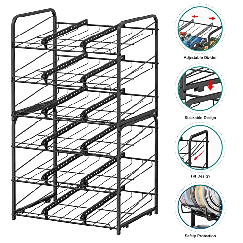 Vrisa Stackable Can Rack Organizer 2 Pack Can Dispenser for Food Storage Can Organizer for Kitchen Pantry Cabinet Hold up to 72 Cans Black