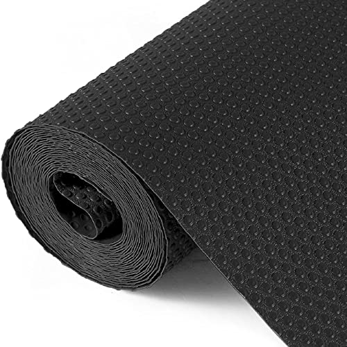 Hersvin Shelf Liners 24 in x 20 ft EVA Drawer Mats, Non-Adhesive Cupboard Pad, Kitchen Cabinet Lining Fridge Cushion (Black Dot, 61x610cm)