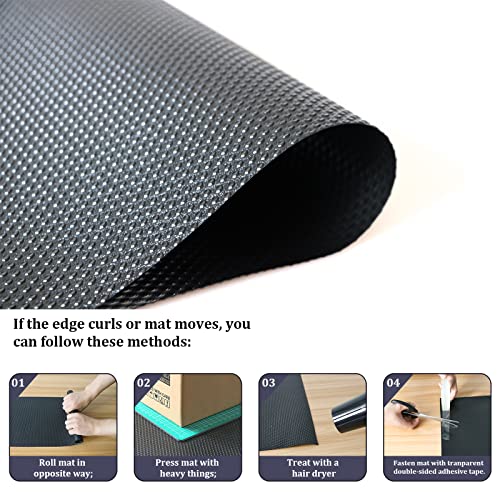 Hersvin Shelf Liners 24 in x 20 ft EVA Drawer Mats, Non-Adhesive Cupboard Pad, Kitchen Cabinet Lining Fridge Cushion (Black Dot, 61x610cm)