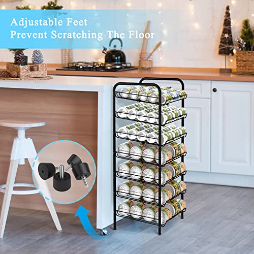 Vrisa Can Organizer for Pantry 7-tier Can Rack Organizer Can Storage Dispenser Rack Holds up to 84 Cans for Canned Food Kitchen Cabinet or Pantry Shelf