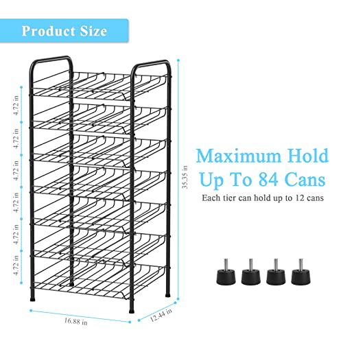 Vrisa Can Organizer for Pantry 7-tier Can Rack Organizer Can Storage Dispenser Rack Holds up to 84 Cans for Canned Food Kitchen Cabinet or Pantry Shelf