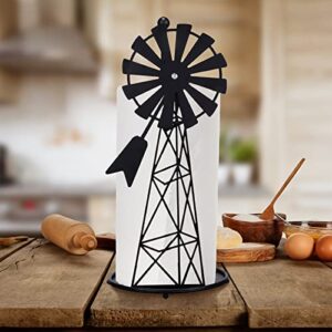 Vesici Windmill Paper Towel Holder Western Decor Metal Farmhouse Paper Towel Holder Countertop Farm Vintage Rustic Country Style Kitchen Paper Towel Rack for Kitchen Bathroom Home Decor, 14.4 Inch