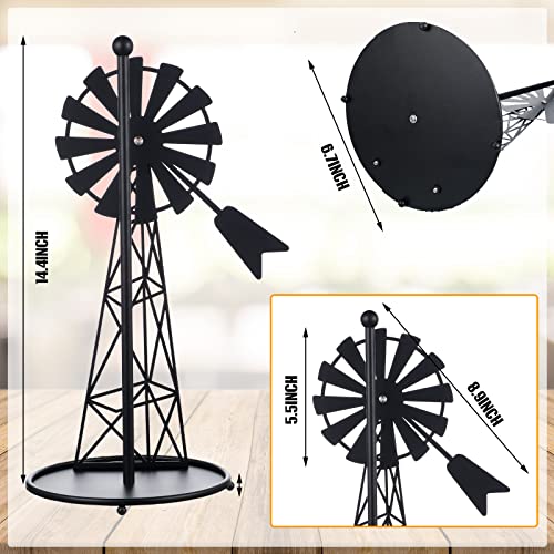 Vesici Windmill Paper Towel Holder Western Decor Metal Farmhouse Paper Towel Holder Countertop Farm Vintage Rustic Country Style Kitchen Paper Towel Rack for Kitchen Bathroom Home Decor, 14.4 Inch