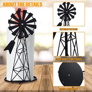 Vesici Windmill Paper Towel Holder Western Decor Metal Farmhouse Paper Towel Holder Countertop Farm Vintage Rustic Country Style Kitchen Paper Towel Rack for Kitchen Bathroom Home Decor, 14.4 Inch