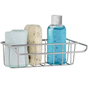 kincmax adhesive sink organizer sponge holder+dish cloth hanger, 2 in 1, ideal for removable hanging sink caddy brush holder or adhesive sink rack dish drainer, sus304 rust proof,no drilling