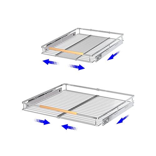 KIKIBRO Pull Out Drawer Cabinet Organizer, Expandable Slide Out Storage Shelves - Heavy Duty, Better Utilize Cabinets, Under Sink and Wardrobe, Opening Size Required 16.3"~26.3" 2 PACKS