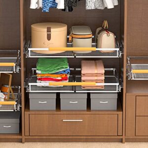 KIKIBRO Pull Out Drawer Cabinet Organizer, Expandable Slide Out Storage Shelves - Heavy Duty, Better Utilize Cabinets, Under Sink and Wardrobe, Opening Size Required 16.3"~26.3" 2 PACKS