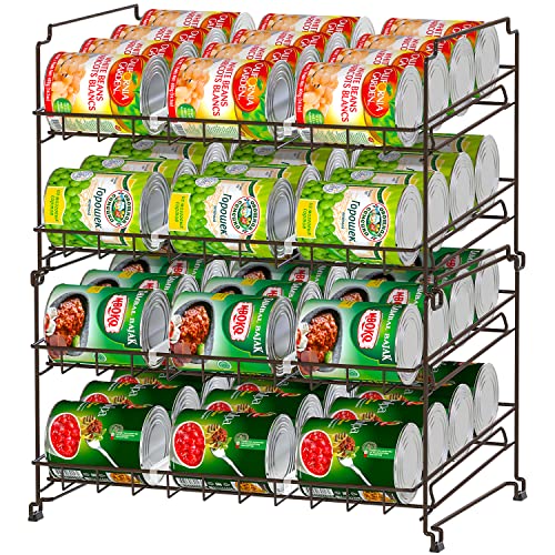 Minicloss 4-Tier Can Rack Organizer, Stackable Pantry Organizer Can Storage Dispenser Holds up to 48 Cans for Kitchen Cabinet, Countertop, Bronze