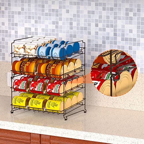 Minicloss 4-Tier Can Rack Organizer, Stackable Pantry Organizer Can Storage Dispenser Holds up to 48 Cans for Kitchen Cabinet, Countertop, Bronze