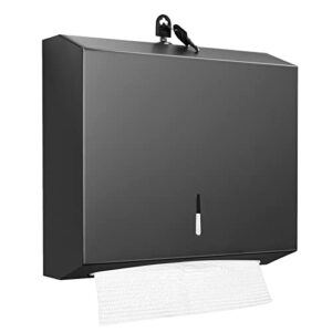 Paper Towel Dispenser Wall Mount Commercial, C Fold Multifold Hand Paper Towel Dispenser, Stainless Steel Tissue Holder (Matte Black)