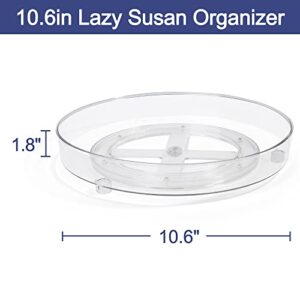 LotFancy Lazy Susan Organizers, 2 Pack 10.6” Clear Turntable Organizer for Kitchen, Cabinet, Fridge, Pantry, Countertop, Bathroom Storage