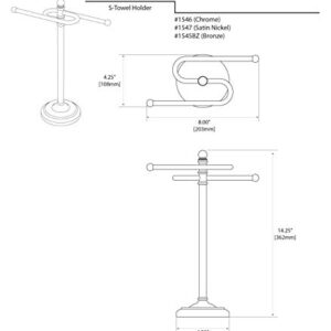 Gatco 1547 Counter Top S Style Towel Holder, Satin Nickel