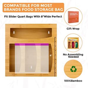 LINNY&SUN Ziplock Bag Storage Organizer for Kitchen Drawer,Bamboo Drawer Organizer for Gallon, Quart, Sandwich, Snack, Slider Bags, Compatible with Ziploc, Glad, Hefty（Drawer Organizer ）