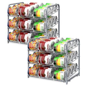 vrisa 2 pack can organizer for pantry stackable can storage dispenser holds up to 72 cans can holders for kitchen pantry cabinet silver
